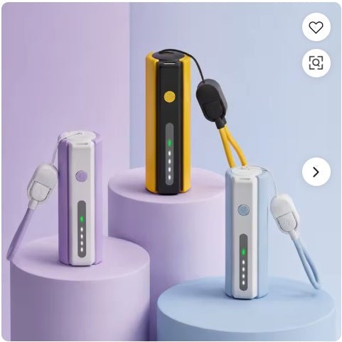 Mini 5.000mAh Powerbank 20W – Ingebouwde Kabels & LED-zaklamp