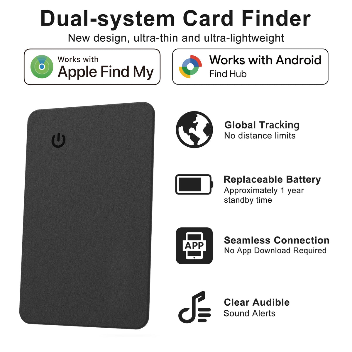 Ultradunne GPS Tracker met Waterdicht, MFi-gecertificeerd & Apple Zoek Mijn