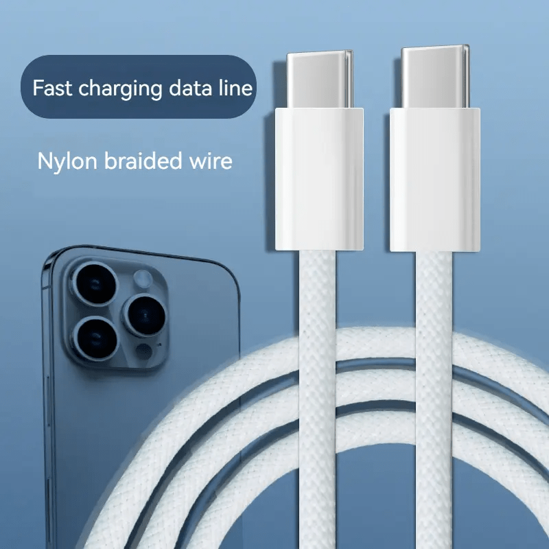 USB-C naar USB-C Kabel 60W met Gevlochten Snellaadkabel voor Opladen & Data